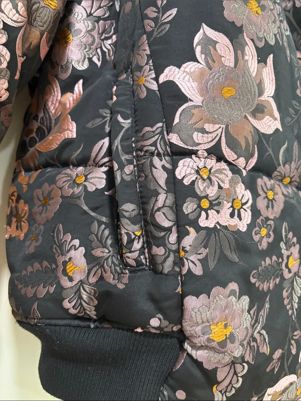Free People Oversized Jacquard Puffer Floral Jacket, Size M